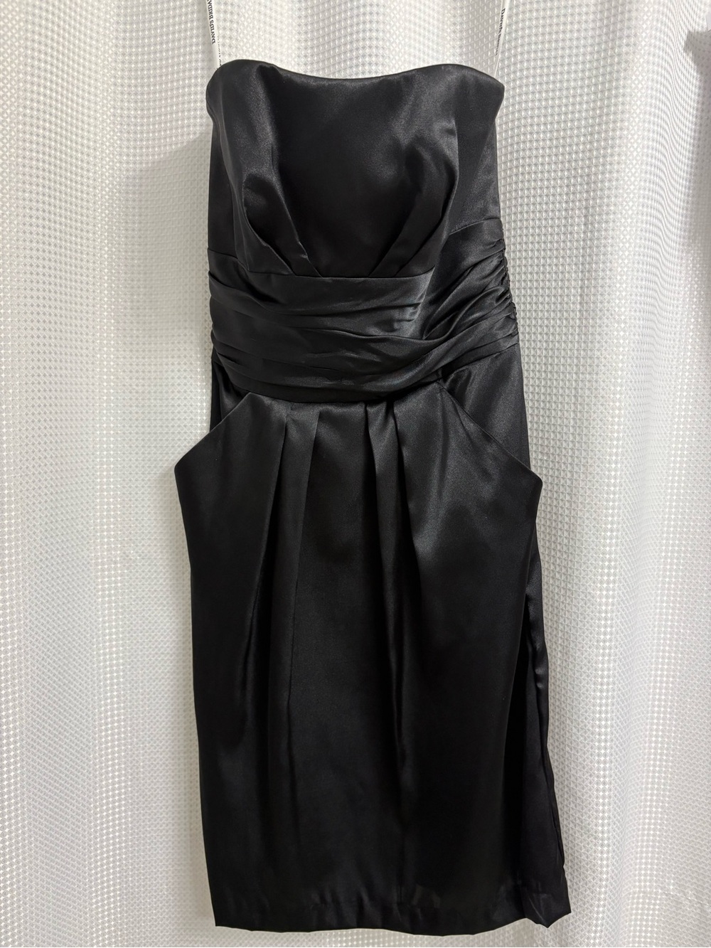 David's Bridal Strapless Black Satin Party Dress